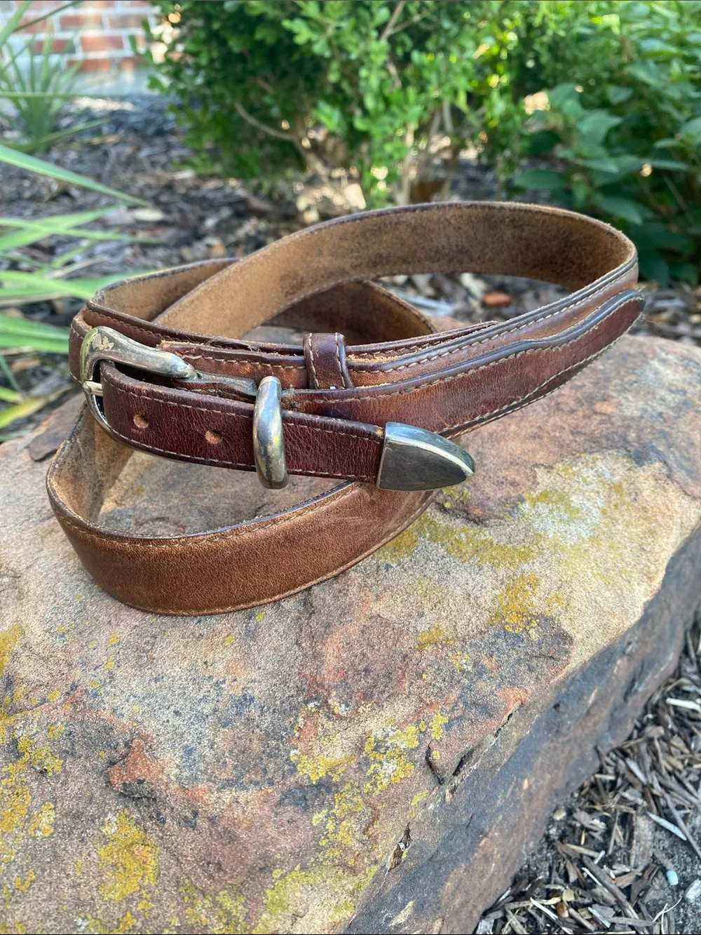 Unisex Brown Leather RANGER Belt with Solid Brass Buckle